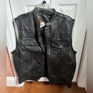 black leather vest